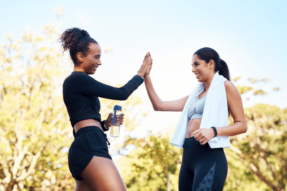 two healthy wellness focused women who are heading to zen luxe med spa and iv lounge for nad+ iv therapy